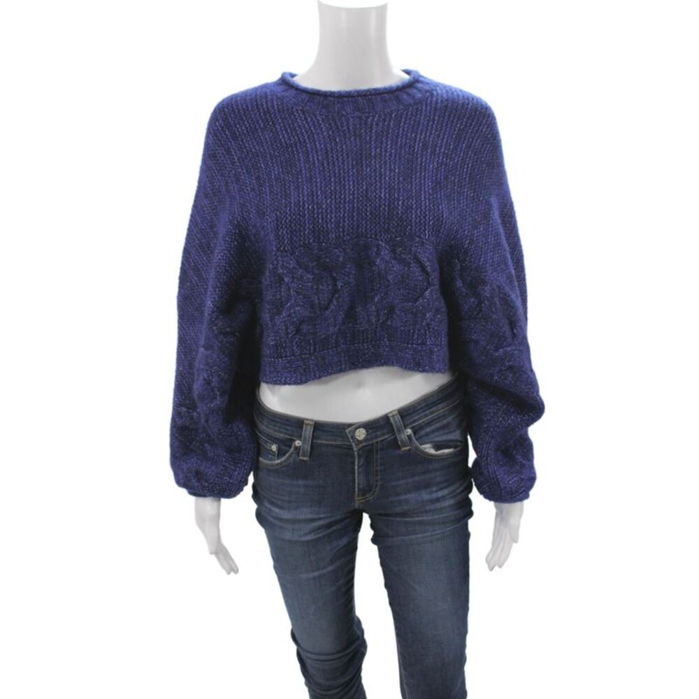 DH New York Womens Blue Blouse V-Neck Long Sleeve Size S